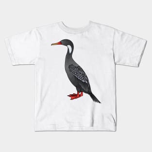 Red-legged cormorant bird cartoon illustration Kids T-Shirt